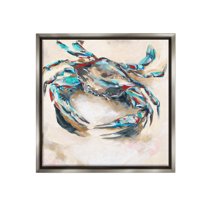 Stupell Industries Abstract Nautical Crab Animals & Insects Painting Gray Floater Framed Canvas Art Print Wall Art, 18 x 18