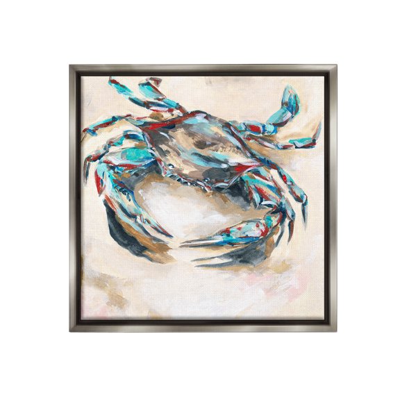 Stupell Industries Abstract Nautical Crab Animals & Insects Painting Gray Floater Framed Canvas Art Print Wall Art, 18 x 18