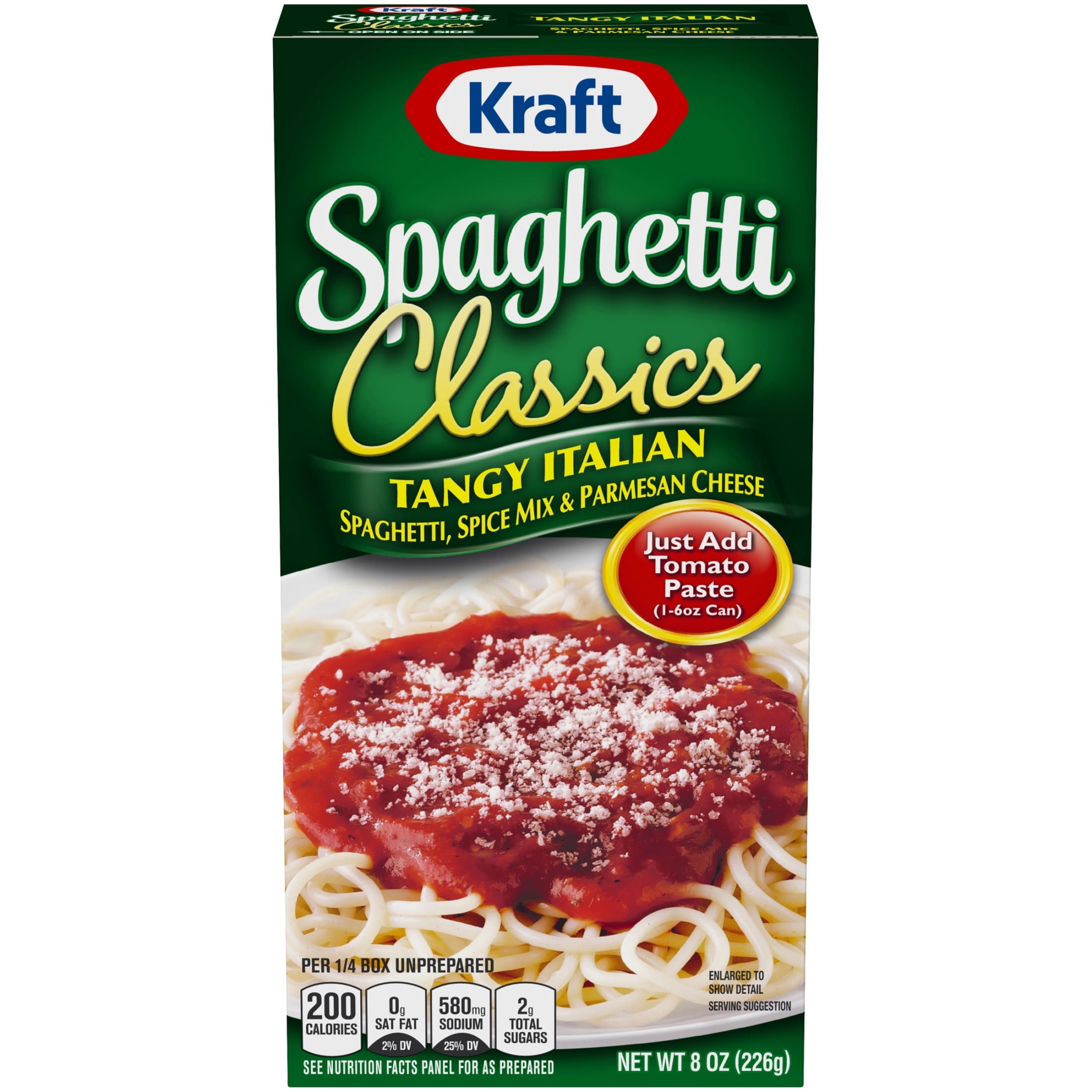 (4 pack) 2-Packs-Kraft Spaghetti Classics Tangy Italian Spaghetti, Spices, & Parmesean Cheese Meal Mix, 8 oz Box