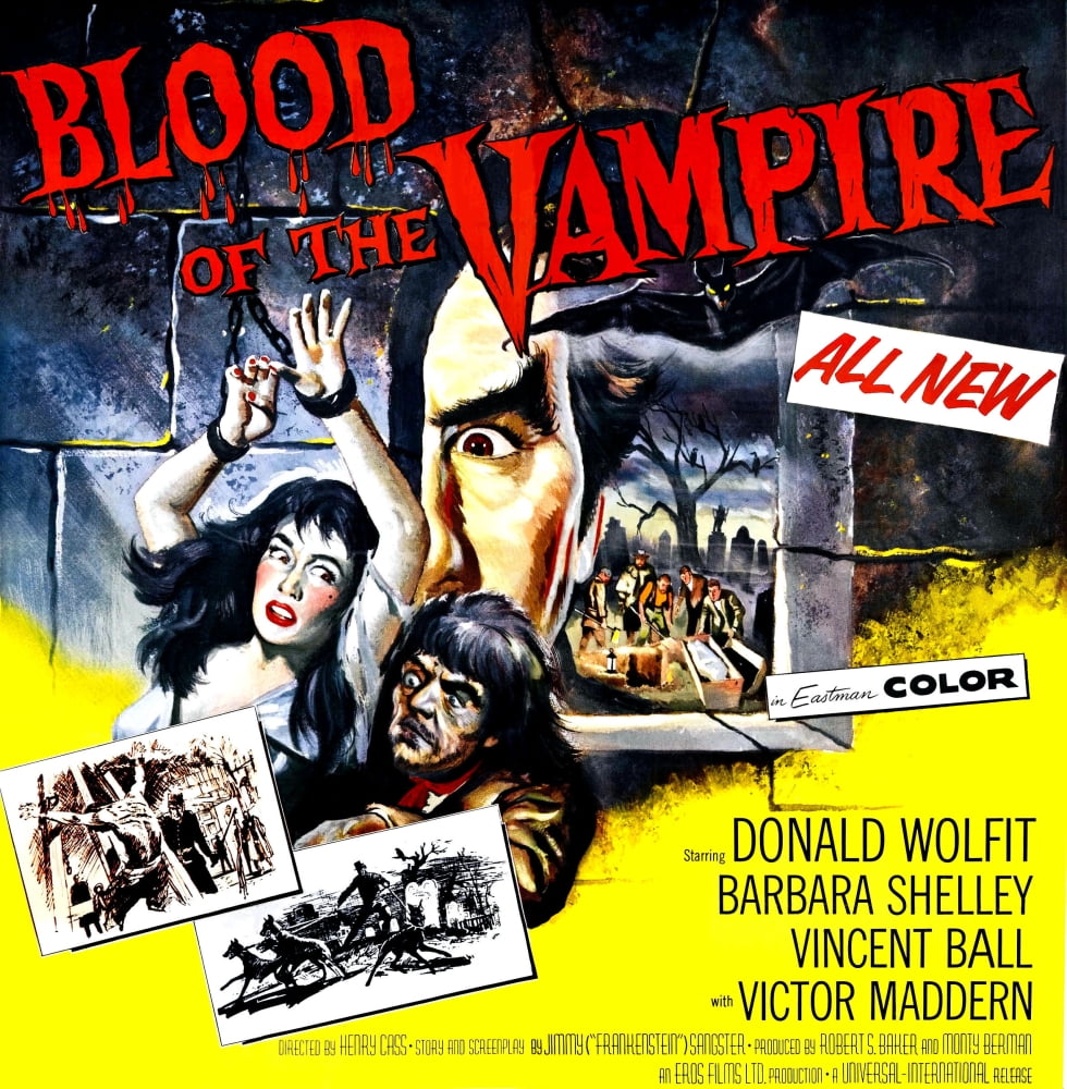 Posterazzi Blood Of The Vampire From Left: Barbara Shelley Victor Maddern; Peering Through Window: Donald Wolfit; 6-Sheet Poster Art 1958. Movie Poster Masterprint (11 x 17)