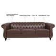 thumbnail image 4 of 84.65" PU Three Seater Sofa,High Quality Modern Classic Sofa,Rolled Arm Chesterfield Couches for Living Room,Dark Brown, 4 of 7