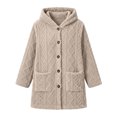 thumbnail image 7 of Perfectbot Women's Sherpa Hooded Coat, Button Down Chunky Cable Warm Winter Outerwear with Pockets, 7 of 7