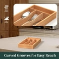 thumbnail image 4 of Small Silverware Organizer, Bamboo Kitchen Drawer Organizer, Utensil Holder, Cutlery Tray & Spoon Flatware Storage with Grooved Drawer Dividers (6.7''W x 12''D), 4 of 6