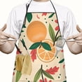 thumbnail image 2 of Oranges Flowers Beige Pattern Apron-Garden Aprons for Women with Pockets-Cotton Linen Waterproof Kitchen Cooking Gardening Aprons Adjustable for Kitchen,Cooking,BBQ and Salon 33x27 Inch, 2 of 7