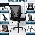 thumbnail image 4 of NiamVelo Ergonomic Office Chair Mid Back Mesh Desk Chair Adjustable Computer Chair with Lumbar Support & Armrest, Black, 4 of 7