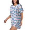 thumbnail image 3 of Womens Pajama Sets With Pocket, envelope Pattern pink Lounge Sets Short Sleeve Sleepwear PJ Sets for Women, 3 of 6