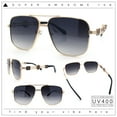 thumbnail image 2 of Mens Mogul Mobster Rectangle Metal Rim Double Bridge Luxury Sunglasses Gold - Smoke, 2 of 8