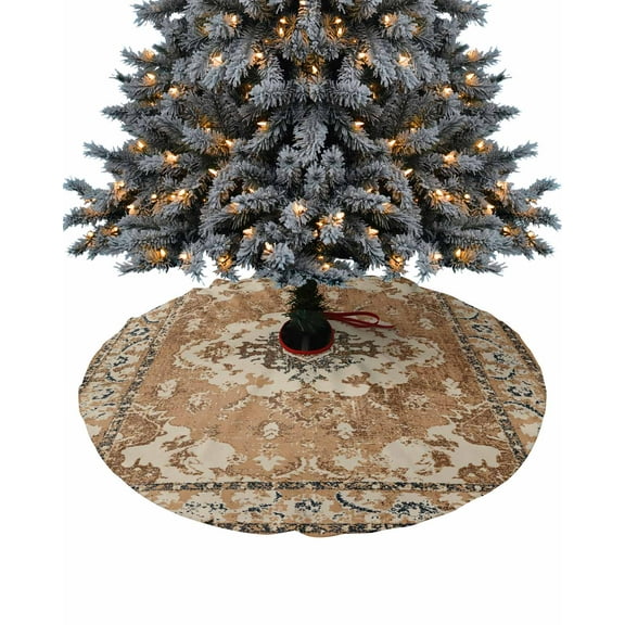 Brown Southwest Christmas Tree Skirt 36 Inches Large Christmas Skirt Tree, Boho Vintage Ethnic Tribes Art Tree Skirt Christmas Decorations for Fireplace Party Holidays Indoor Outdoor