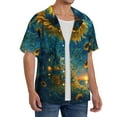 thumbnail image 2 of Pofeuu Sunflower Castle Starry Sky Print Mens Casual Short Sleeve Shirts Beach Summer Spread Collar Pocket Tops Men's Casual Short-sleeved Shirt-3X-Large, 2 of 5