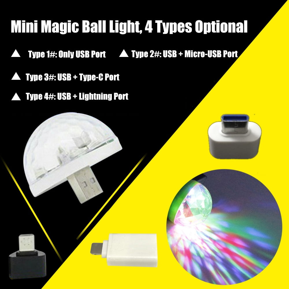 Mini Disco Light Rotating USB Ball Light RBG LED Lamp Portable Home Party Stage Light Random Color