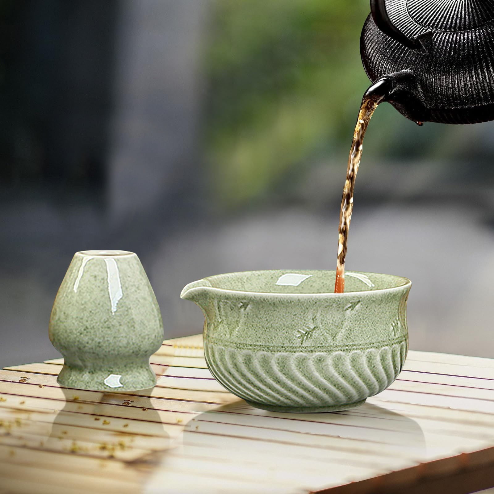 Cooking utensils Matcha Tea Set With Whisk Ceramic Bowl & Holder