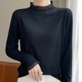 thumbnail image 4 of Fmbrln Womens Half Turtleneck Basic Knitted Sweaters Fall Winter Fashion Long Sleeve Solid Color Pullover Tops Casual Loose Comfy Sweaters Black 2XL, 4 of 5