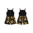 thumbnail image 2 of vera natura Toddler Girls Rompers Overalls Sunflower Print Buttons Frills Spaghetti Strap Sleeveless Bodysuits Summer Jumpsuit, 2 of 9