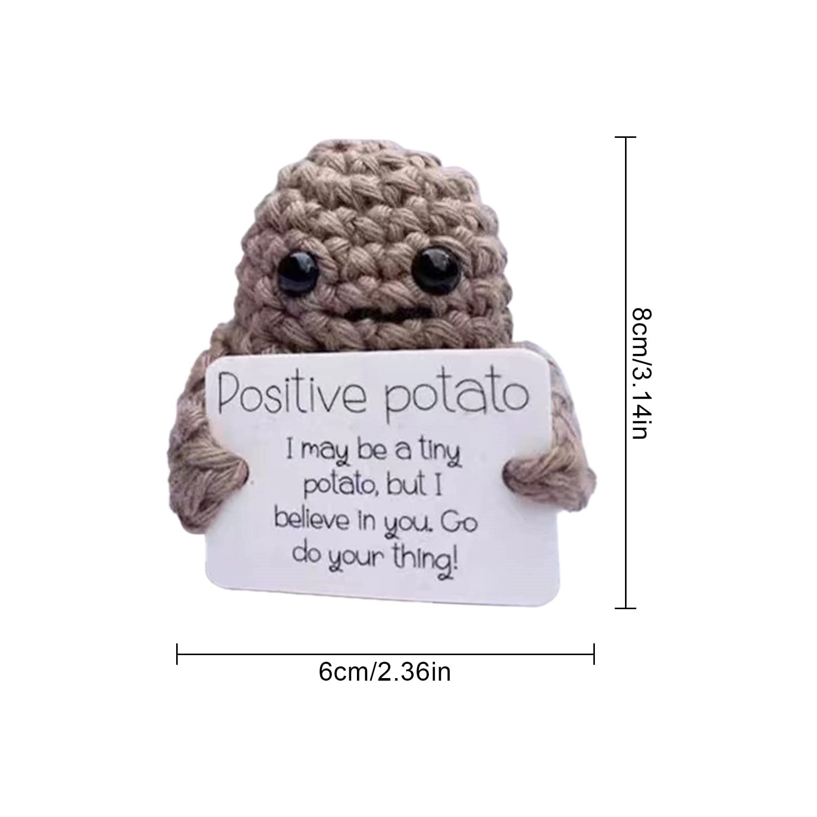Knitted Funny Positive Potato Cute Poo, Potato Toys With Positive Card  Creative Cute Emotion Inspirational Crochet Doll Cheer Up Gifts For Friends  Par