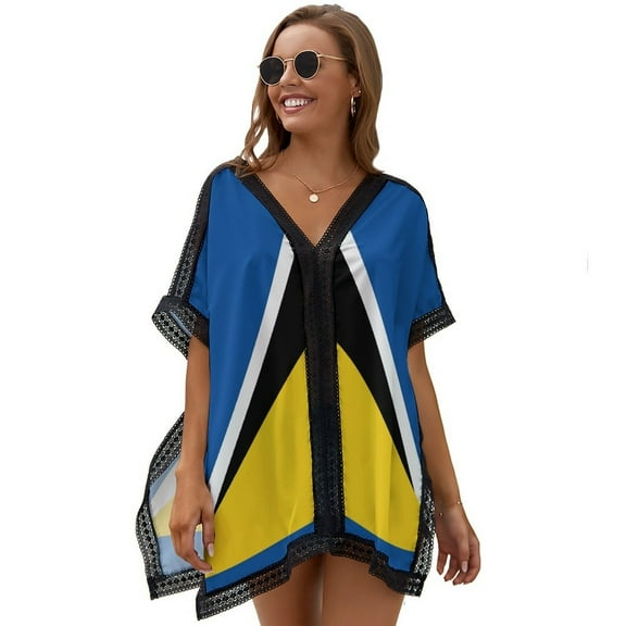Saint Lucia Flag Women's Swimsuit Coverup Summer Beach Cover Up Bathing Suit Dress