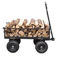 thumbnail image 5 of Kumix 600 Lbs Steel Garden Cart, Heavy Duty Garden Wagon Cart Pullable on Wheels, Metal Yard Utility Wagon Carts with 10" All Terrain Tires, Mesh Removable Sides and 180°Rotating Handle, Black, 5 of 8