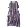 thumbnail image 1 of Robe Vintage pour Femmes Broderie Florale Robe de Plage Manches Courtes Col Rond Coton et Lin Boho Robes Été FJH FJH, 1 of 6