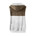 thumbnail image 5 of Oksale Hooded Fleece Vest for Women Plus Size Sleeveless Jackets with Pockets Zip Up Mid Length Jacket Color Block Vests Soft Comfort Drawstring Outwear Coffee S, 5 of 5