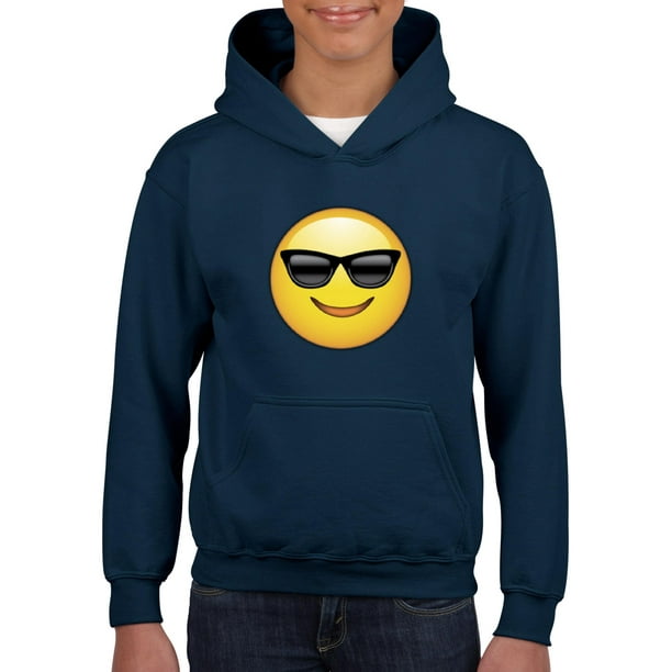 IWPF Youth Emoji with Sunglasses Hoodie For Girls and Boys Sweatshirt
