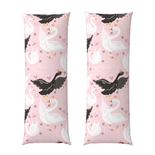 Balery Swan And Flowers2 Funda Protectora para Almohada Corporal de Algodón Hipoalergénico con Cierre(55 x 21 pulgadas), Almohadas No Incluidas