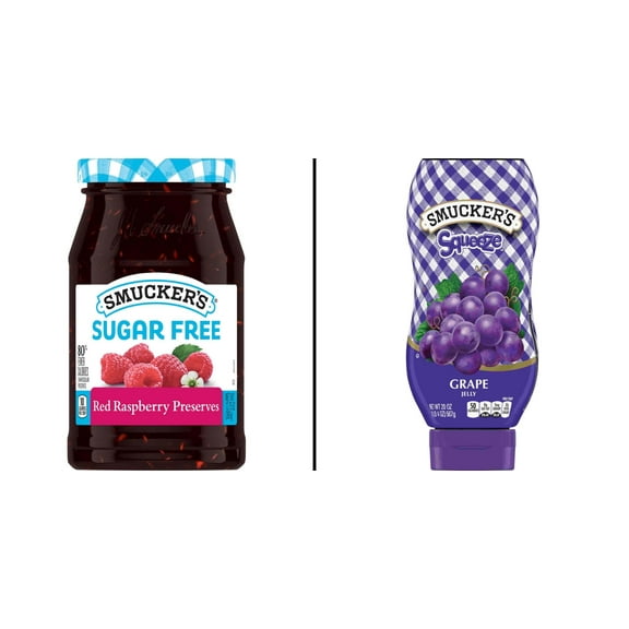 Smucker's Sugar Free Red Raspberry 12.75 oz & Smucker's Squeeze Grape Jelly 20 oz