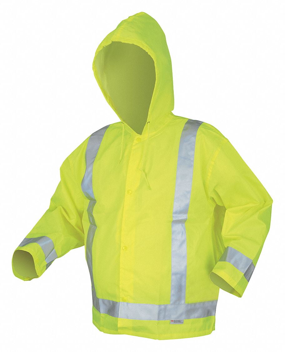 Mcr Safety Rain Jacket w/Hood,HiVis Ylw/Green,XL 500RJHXL