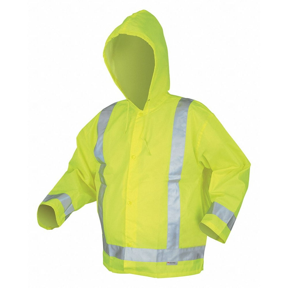 MCR Safety Mcr Safety Rain Jacket w/Hood,HiVis Ylw/Green,XL 500RJHXL