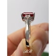 thumbnail image 2 of 9x7mm Lab Ruby Emerald Step Cut, Trellis Three Stone Ring, Sterling Silver or Gold, Made to Order, Jewelry Gift, 2 of 3