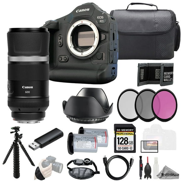 Canon EOS R1 Camera   RF 600mm f/11 IS STM Lens 128GB   Ext Bat  3 PC Filter- Kit (International Version)