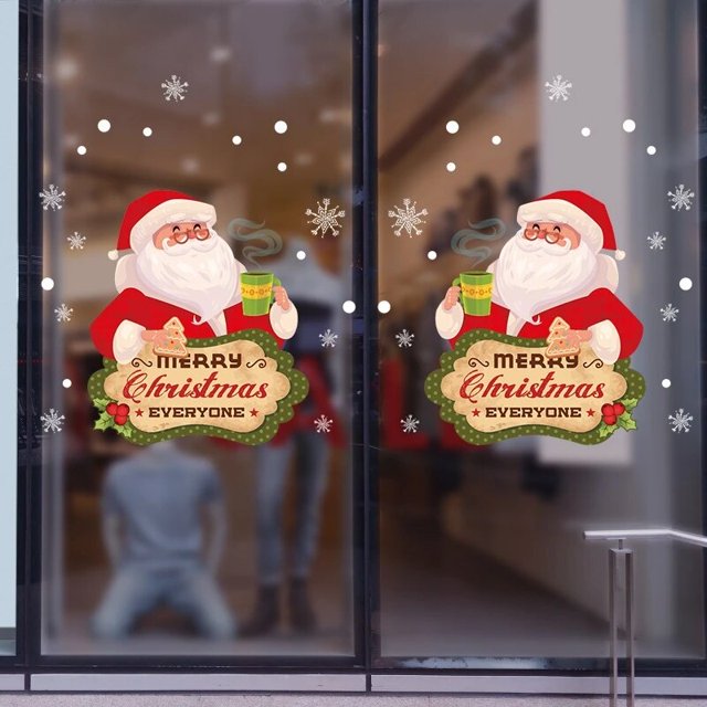 Pegatina navideña para pared, decoración del hogar, tienda, ventana, sonajero colgante, campana, copo de nieve, Reno, Papá Noel, papel de pared