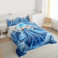 thumbnail image 3 of Homewish Cartoon Princess Queen Comforter Set,Kawaii Snowflake Bedding Sets,Blue White Bedding Comforter Set For Girls Kids,Ultra Soft Home Decor Reversible,3 Pieces, 3 of 8