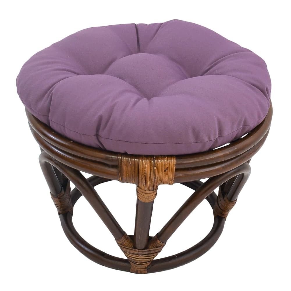 International Caravan Rattan Footstool with Twill Cushion