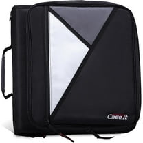 Case-it The Universal Zipper Binder - 2 Inch O-Rings - Padded Pocket that holds up to 13 Inch Laptop/Tablet - Multiple Pockets - 400 Page Capacity - Comes with Shoulder Strap - Jet Black LT-007