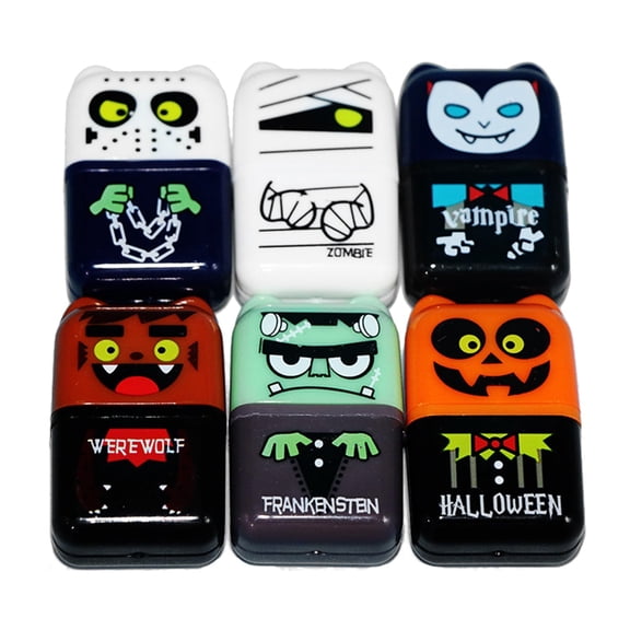6Pieces Roller Erasers Cute Eraser with Shaving Roller Case Halloween Themed Eraser, 6 Pack