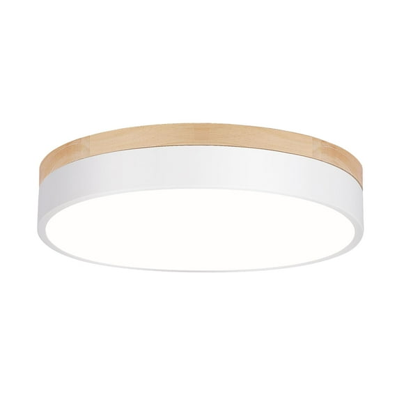 WOKNOS Dimmable Wood Oak Ceiling Light Fixture Modern White LED Flush Mount Ceiling Light 5CCT Minimalist Circle Close to Lightin