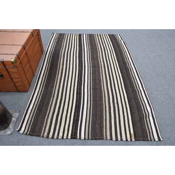 Vintage Kilim, Turkish Kilim, Area Kilim, Antique Kilim, 58x85 inches Brown Kilim, Decorative Kilim, Indoor Kilim, 11467