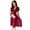 Burgundy, variant on Women's Surplice Puff Sleeve Midi Dress with Sheer Overlay and Stretch for Elegant Silhouette Fabric 100% Polyester