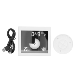 Jadeshay Thermohygromètre Multifonctionnel Température Humidité Mètre avec Minuterie Réveil Fonction Blanc USB 5V 1A
