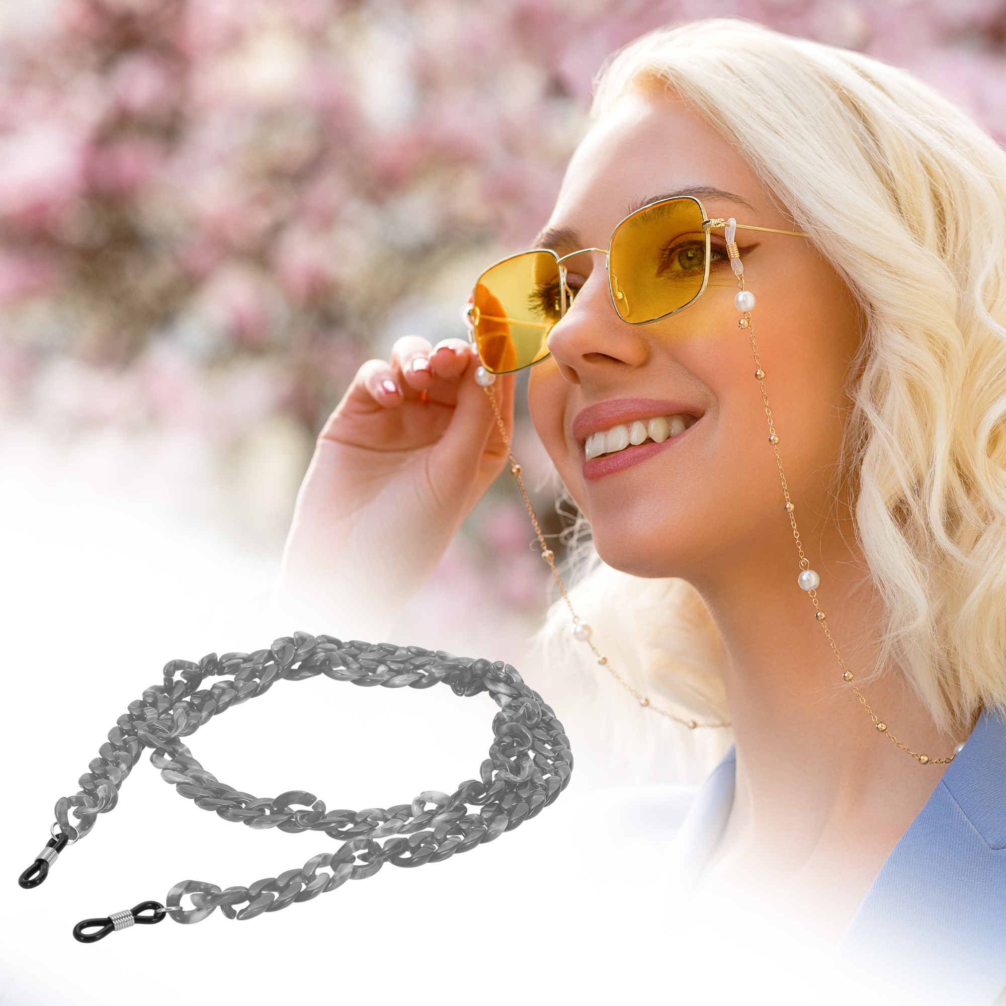 Unique Bargains Dopamine Color Pattern Eyeglass Chain 27.56" 1 Pc Gray