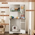 thumbnail image 3 of Blotout 71" Tall Farmhouse Cat Litter Box Enclosure W/Open Shelves & Doors, Wooden Cat Litter Box Furniture for Self-Cleaning Litter Boxes, Large Hidden Litter Box Furniture W/ Power Outlets, Locks, 3 of 10