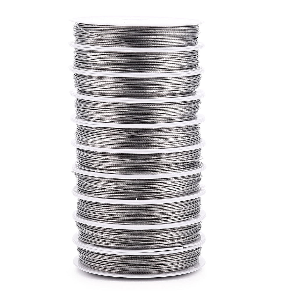 1group Tiger Tail Wire Nylon-coated Stainless Steel Original color Raw 20 Gauge(0.8mm) about 59.05 Feet(18m)/roll 10 rolls/group