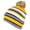 Black/Gold, variant on Quality Striped Variegated Cuffed Beanie W/Large Pom (L/XL) - Navy/Dark Gray