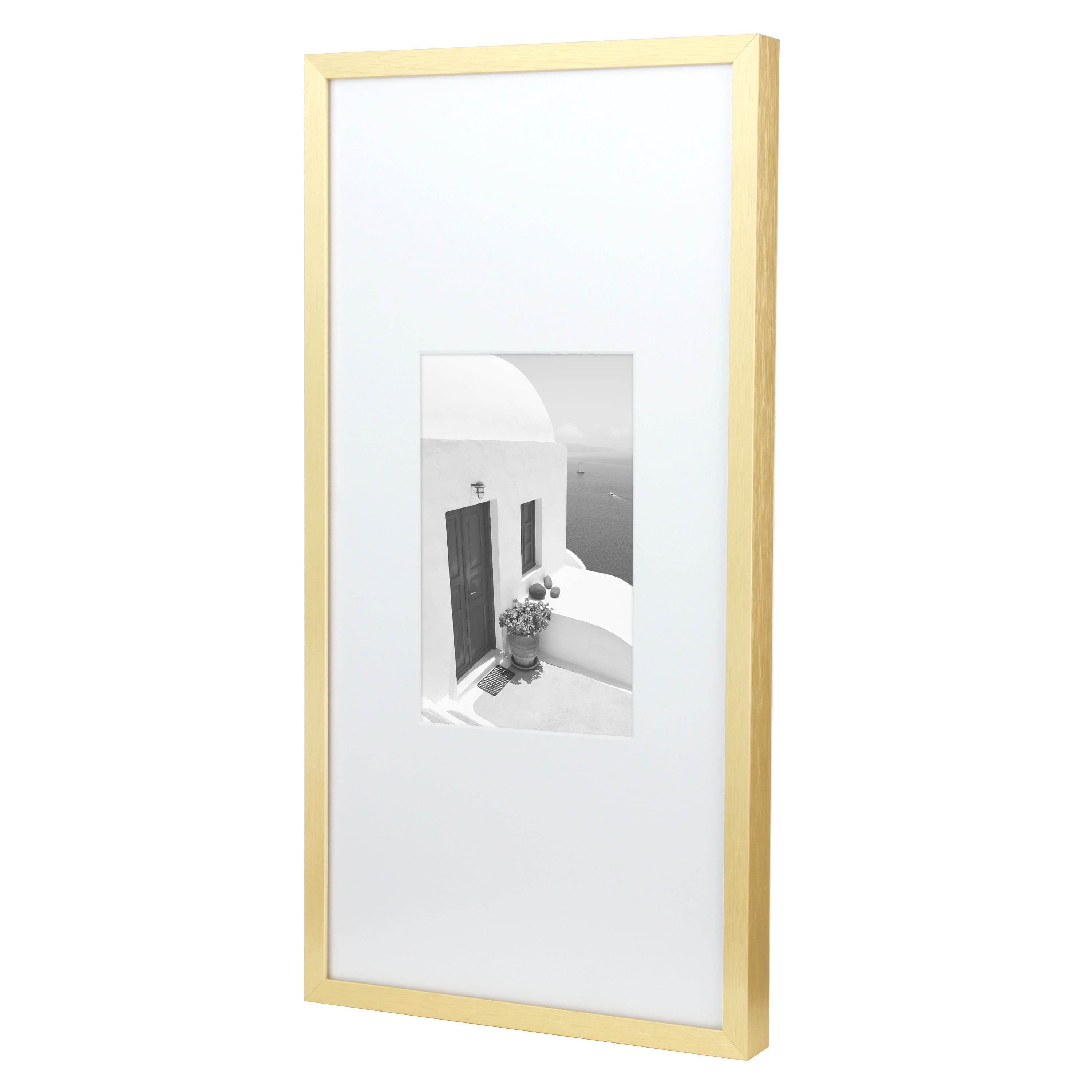 Better Homes & Gardens 7x14 Matted to 4x6 Metal Gallery Wall Picture Frame, Gold
