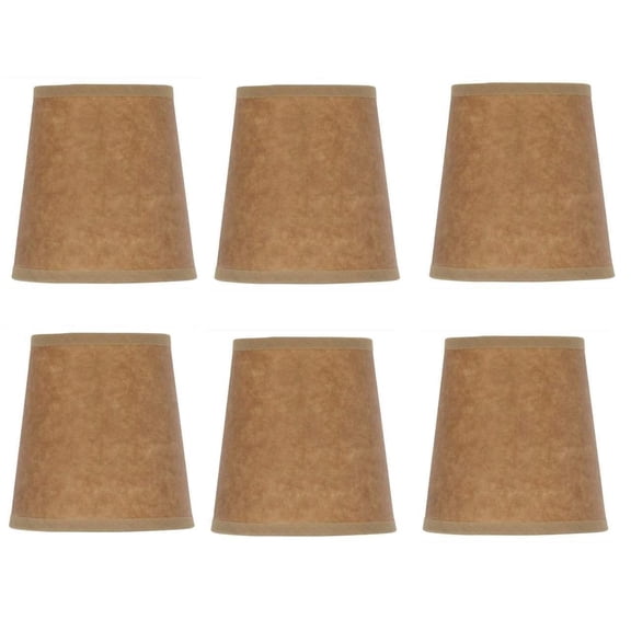 Beige Oiled Parchment 4 Inch Barrel Drum Clip On Chandelier Shades (Set of 6)