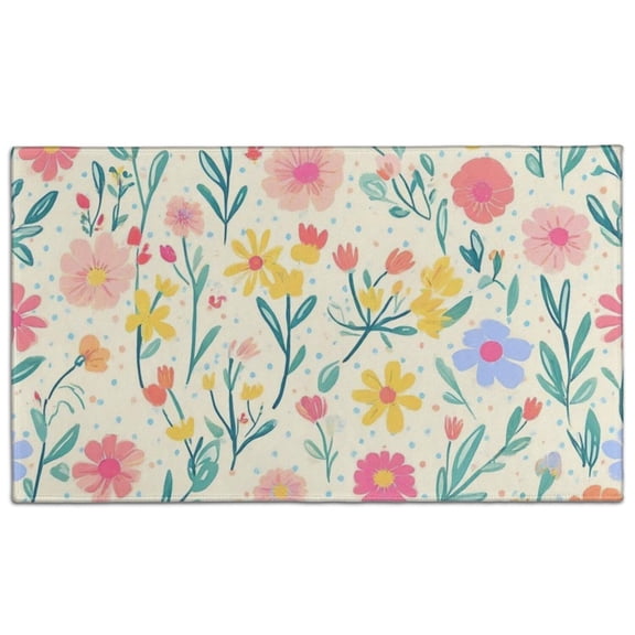 Pioneer Flower Floral Print Pattern Door Rugs,Washable Non Slip Door Mats Indoor,Decorative Door Mats,Entry Mat Indoor for Entrance,Bedroom,Kitchen,Bathroom,17"x30"