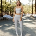 thumbnail image 2 of High Waist Full Length Leggings with Ribbed Waistband - Small, Light Gray, 2 of 6