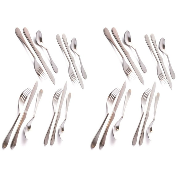 Knork Lite Stainless Steel, 24 Piece Set (custom service for 8), Matte brushed finish