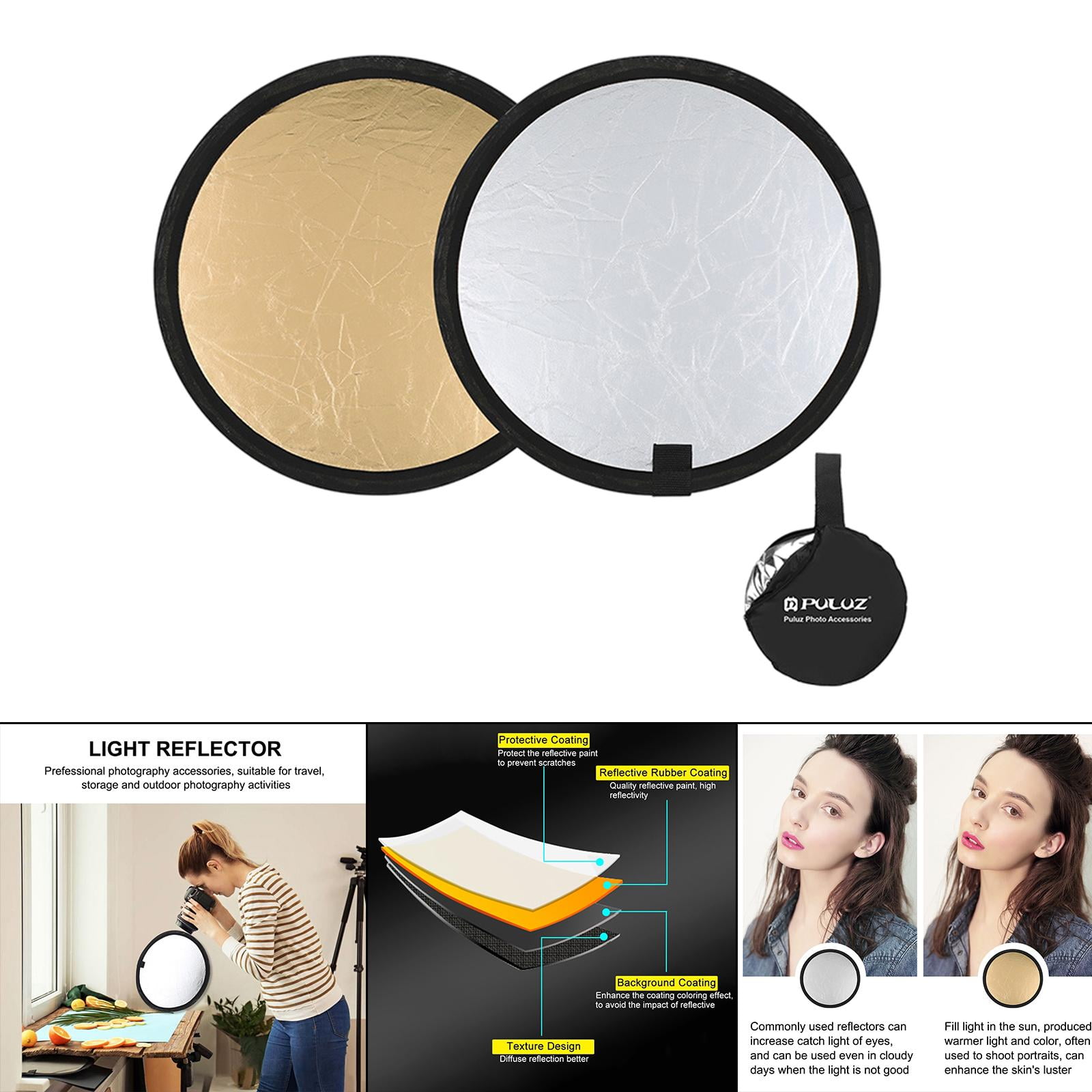 Mini Light Reflectors with Bag MultiDisc Portable Foldable Collapsible