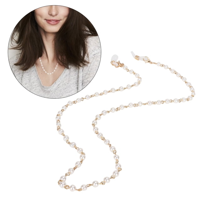 Wearable Eyeglasses Chain, Sunglass Chain, White For Women Girl