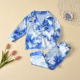 thumbnail image 3 of Multitrust 2Pcs Unisex Kids Pajama Set Tie-Dyed Long-Sleeves Top Loose Pants Sleepwear Suit, 3 of 8